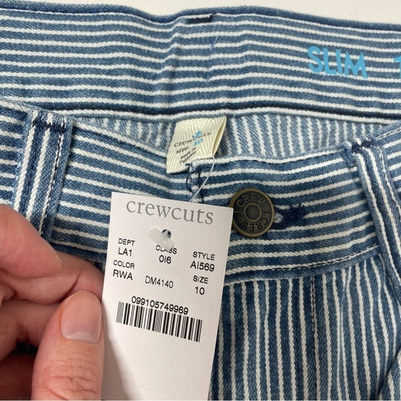 NEW Crewcuts Railroad Pinstripe Jeans Size Slim 10 - Picture 3 of 8